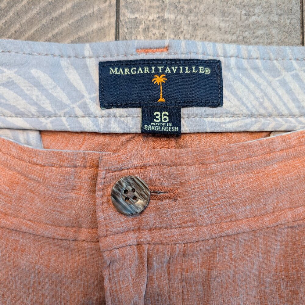 Margaritaville Salmon Stretch Flat‑Front Shorts 36